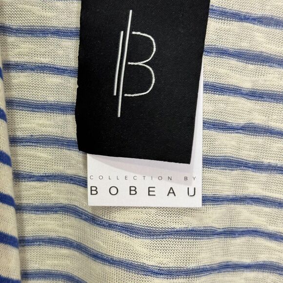 Bobeau Cardigan Womens Medium Blue White Striped Open Front Lightweight Sweater - Picture 3 of 8